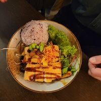 big bowl with veggies and tofu at To1980 Vegan in Dusseldorf