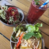 Red hope cocktail, Mango salad and Tofu Sticks   at To1980 Vegan in Dusseldorf