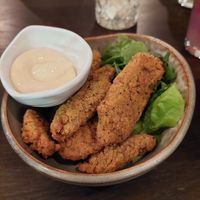 'Vegan Chicken Wings' (#8) made from soy texture with chili mayonnaise (5.90) at To1980 Vegan in Dusseldorf