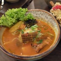 'Ca Bung' (#12): braised green banana, tofu, eggplant, herbs (5.90) - made me realize I don't like green bananas. Rest of the soup was excellent though at To1980 Vegan in Dusseldorf