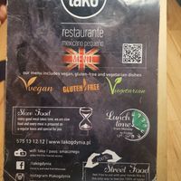 Menu at Tako in Gdynia