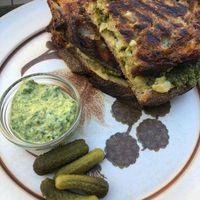 toast with hummus  at Curve Roasters in Margate