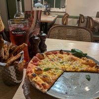 Vegan margherita & sweet potato fries at Wildwood in Canterbury