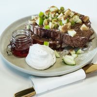 Build your own French toast with apples and vegan caramel!  at Bloom in Logan