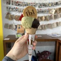 Salted Pistachio and Dark Chocolate cone 😍  at La IBI in A Coruna