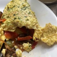 Filling in omelette   at Vegan Hood in New York City