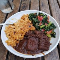Oxtail with two sides....amazing! at Vegan Hood in New York City