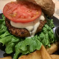 Burger lunch set  at Soleil Hibiya Okuroji in Tokyo