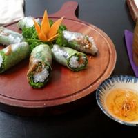 Summer rolls with roasted rice inside at Shamballa Vegetarian Restaurant Lounge & Cafe in Ho Chi Minh City