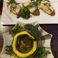 Vegal truffle Bhan Mi and Pumpkin Mushroom soup  at Shamballa Vegetarian Restaurant Lounge & Cafe in Ho Chi Minh City