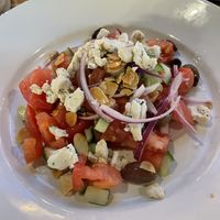 Mediterranean salad with herbed vegan feta cheese   at The Friesian in Grand Rapids