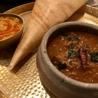 Dhal kari (left), dosa and tamil aubergine kari at Hoppers - King's Cross  in North London