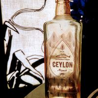 Water served in Arrack bottle  at Hoppers - King's Cross  in North London