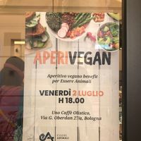 upcoming vegan aperitivo on July 2nd 2021 at UNO Caffé Olistico in Bologna