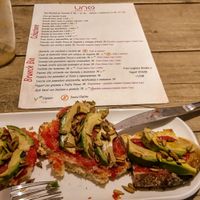 Panada con pomodoro, avocado, semi di girasole tostati #Veganuary at UNO Caffé Olistico in Bologna