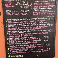 Regular menue  at UNO Caffé Olistico in Bologna