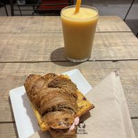 Savory Croissant with vegan egg like fillingg   at UNO Caffé Olistico in Bologna