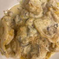 Plin ripieni di tofu affumicato e zucca con panna e funghi shiitake  #Veganuary at UNO Caffé Olistico in Bologna