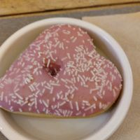 Heart shaped donut at UNO Caffé Olistico in Bologna
