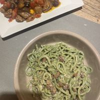 Gramigna and eggplantt  at UNO Caffé Olistico in Bologna