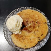 Hotteok (호떡) with ice cream: Korean Sweet Pancake with sugar, cinnamon and nuts filling at Ondo Korean Kitchen in Porto