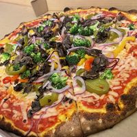 Veggie Delight with vegan cheesee  at Gennaro's Pizza Parlor in Saratoga Springs