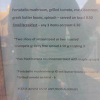 Vegan menu at Pomegranate in Seaford