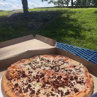 Half mushroom/ half vegan meatball   at Zois Pizza in Seymour