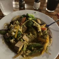 Thai coconut curry with smoked tofu  at Pangea Tavern in Avon