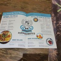 Menu, all vegan (honey is not bee honey, chicken is jackfruit) at Hippocrates Healthy Eatery in Randwick