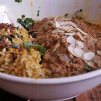 ARES
Vegan Chicken Masala (grilled Jack fruit) with homemade tomato sauce, coconut cream, red lentils, onion, brown basmati rice, turmeric, raisins and walnuts. at Hippocrates Healthy Eatery in Randwick