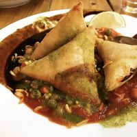 Samosa Chat at Karibu Vegan Bar & Kitchen in Stroud