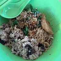 No.5 on the menu minced pork kolo noodles $3.50 4/5   at FZ Vegetarian 风竹 in East Singapore