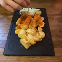 Pataques 3 salses (Potatoes w 3 sauces) at Cerveceria La Raposa in Oviedo