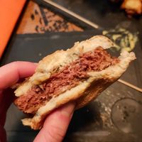 Beyond meat, "queso" azul y nueces at Cerveceria La Raposa in Oviedo