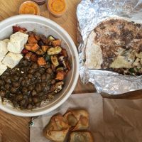 Bowl + wheat naan + samosas + mango sauce  at Choolaah in Pittsburgh
