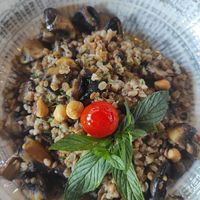 Wheat risotto with mushrooms and hazelnuts, without cheese at Quinta Do Furão in Santana