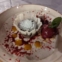 Coulant with homemade raspberry sorbet at Quinta Do Furão in Santana