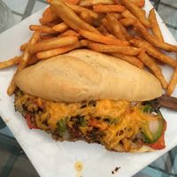 No bull steak with Daiya cheese  at Stella's Lounge in Grand Rapids