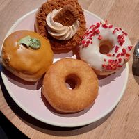 Biscoff, white chocolate and strawberries, pumpkin spice, sugar cinnamon. at Brammibal's Donuts - Alexanderplatz in Berlin
