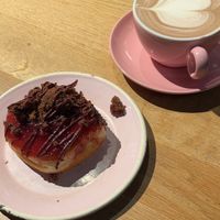 winter edition donut (cherry gingerbread) & moccha   at Brammibal's Donuts - Alexanderplatz in Berlin