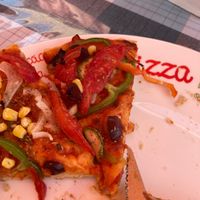 Vegan pizza, not on the menu, just ask. at Nick's Restaurant Bar in Kos