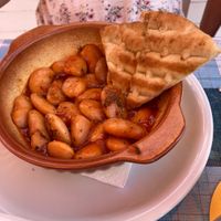 Gigantes and pitta bread. at Nick's Restaurant Bar in Kos