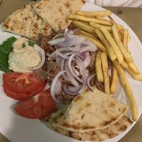 vegan gyros made out of chickpeas  at Mom's Kitchen in Kos