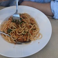 Spaghetti vegan bolognese at Mom's Kitchen in Kos