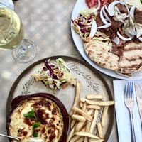 Vegan Moussaka & vegan Gyros Plate  at Mom's Kitchen in Kos