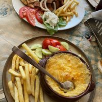 Vegan moussaka and vegan gyro plate   at Mom's Kitchen in Kos