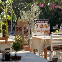Outdoor seatingg  at Mom's Kitchen in Kos