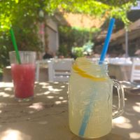 Homemade lemonade and watermelon beast at Mom's Kitchen in Kos