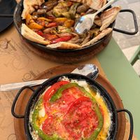 Grilled Vegetable Platter (vegan) and Grilled Feta (vegetarian) at Mitato Grill in Nafplion